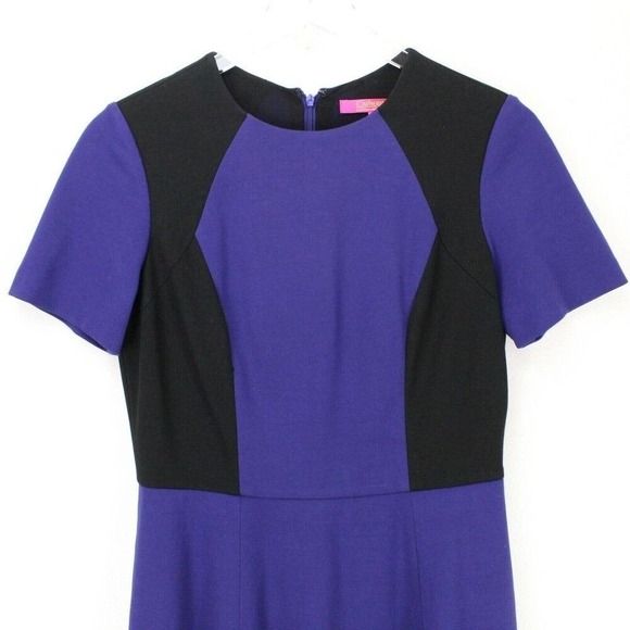 Catherine Malandrino Dress 4 Purple Black Short Sleeve Fit Flare Office Business - Picture 3 of 6